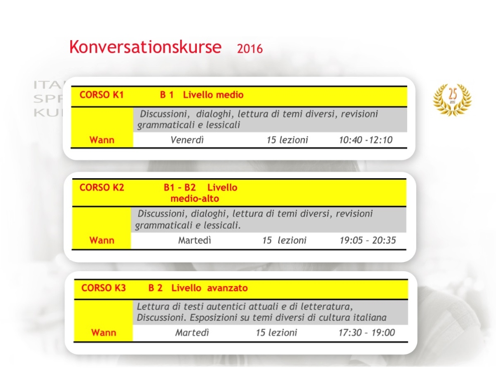 Konversationkurse Sommersemester 16