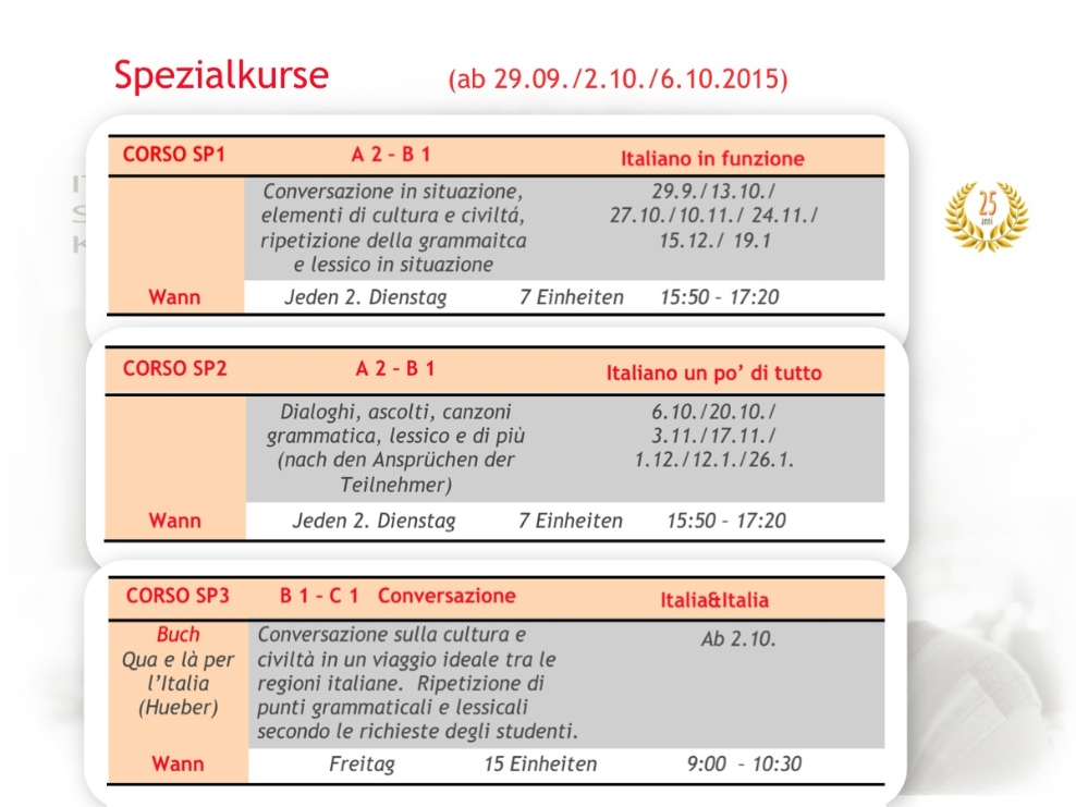 SPEZIAL Kurse  Wintersemester